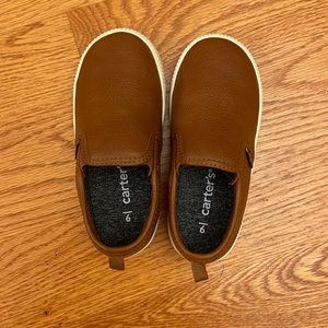 Carters brown leather slip on shoes, size 9. Never worn!